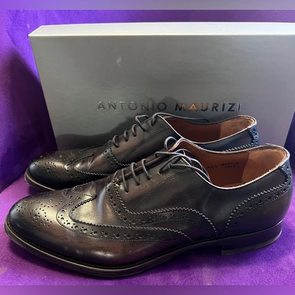 Antonio Maurizi Men's Leather Wingtip Oxfords US 9 1/2: EU 42 1/2 - Dark Coffee - Picture 9 of 10